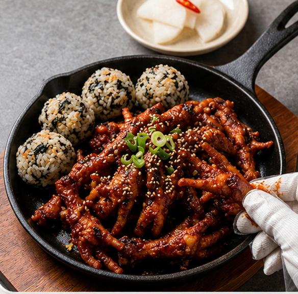 양념 낙지볶음과 주먹밥